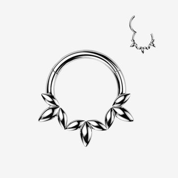 Olive Vine Leaf Clicker Hoop Ring